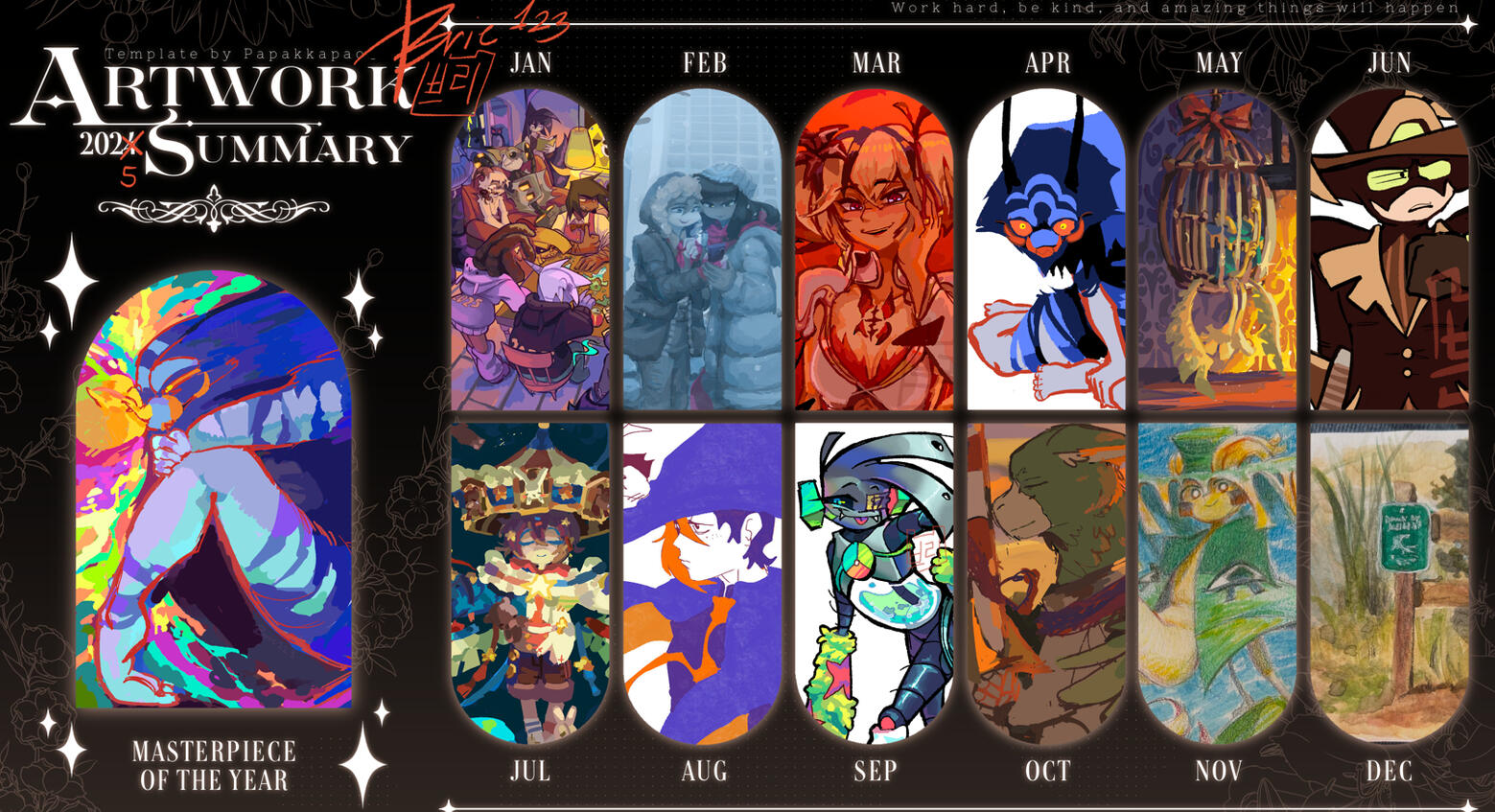 Brie's art summary for 2025, including my favorite artworks from each month of the year.