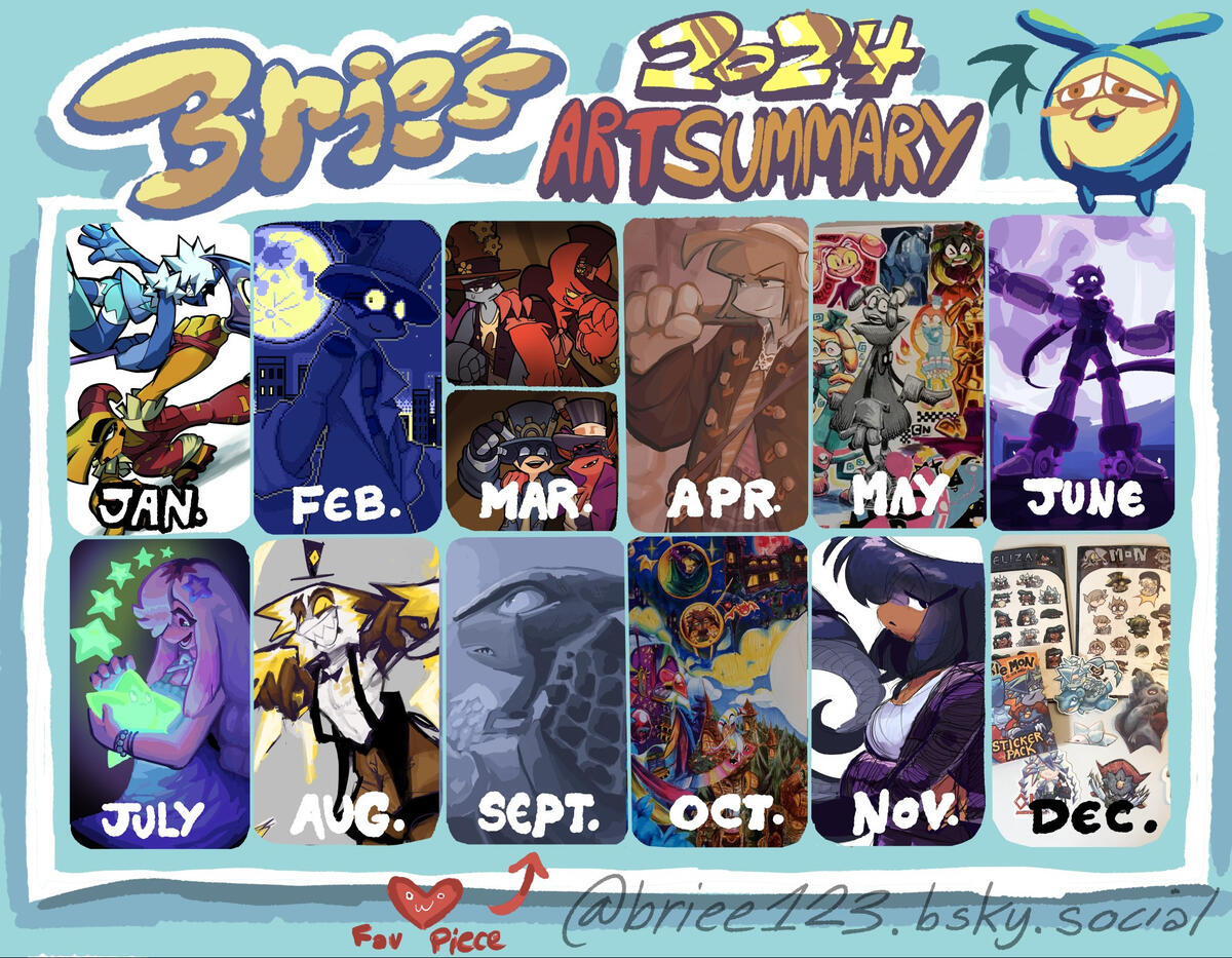Brie's art summary for 2024, including my favorite artworks from each month of the year. September's piece was my favorite of 2024.